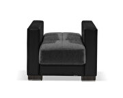 Gray microfiber / black pu leather chair w/ storage additional photo 3 of 5