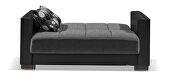 Gray microfiber / black pu leather loveseat w/ storage by Casamode additional picture 3