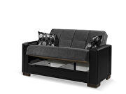 Gray microfiber / black pu leather loveseat w/ storage by Casamode additional picture 5