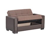 Two-toned brown chenille polyester loveseat w/ storage additional photo 2 of 2