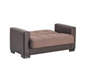 Two-toned brown chenille polyester loveseat w/ storage additional photo 3 of 2