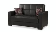 Black leatherette sofa w/ storage additional photo 2 of 6