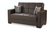 Brown leatherette sofa w/ storage additional photo 2 of 6