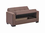 Brown chenille polyester loveseat w/ storage additional photo 2 of 2