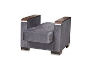 Gray microfiber sofa bed w/ storage and wood arms by Casamode additional picture 11