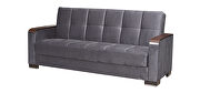 Gray microfiber sofa bed w/ storage and wood arms by Casamode additional picture 3