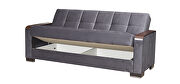 Gray microfiber sofa bed w/ storage and wood arms by Casamode additional picture 4