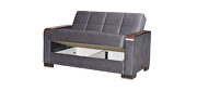 Gray microfiber sofa bed w/ storage and wood arms by Casamode additional picture 7