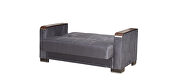 Gray microfiber sofa bed w/ storage and wood arms by Casamode additional picture 8