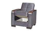 Gray microfiber chair w/ storage and wood arms by Casamode additional picture 2