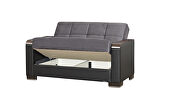 Gray microfiber / black pu sofa bed w/ storage and wood arms by Casamode additional picture 7