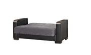 Gray microfiber / black pu sofa bed w/ storage and wood arms by Casamode additional picture 8