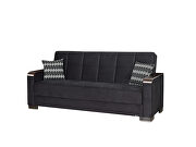 Black microfiber sofa bed w/ storage and wood arms by Casamode additional picture 2
