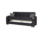 Black microfiber sofa bed w/ storage and wood arms by Casamode additional picture 3