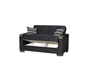 Black microfiber loveseat w/ storage and wood arms by Casamode additional picture 2