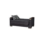 Black microfiber loveseat w/ storage and wood arms by Casamode additional picture 3