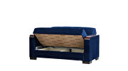Blue microfiber sofa bed w/ storage and wood arms by Casamode additional picture 11
