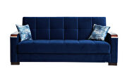 Blue microfiber sofa bed w/ storage and wood arms by Casamode additional picture 3