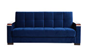 Blue microfiber sofa bed w/ storage and wood arms by Casamode additional picture 4