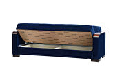 Blue microfiber sofa bed w/ storage and wood arms by Casamode additional picture 6