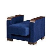 Blue microfiber chair w/ storage and wood arms by Casamode additional picture 2