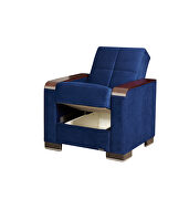 Blue microfiber chair w/ storage and wood arms by Casamode additional picture 3