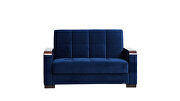 Blue microfiber loveseat w/ storage and wood arms by Casamode additional picture 2