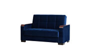 Blue microfiber loveseat w/ storage and wood arms by Casamode additional picture 3