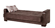Brown microfiber sofa bed w/ storage and wood arms by Casamode additional picture 4