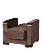 Brown microfiber sofa bed w/ storage and wood arms by Casamode additional picture 10