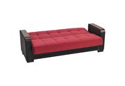 Burgundy microfiber / black PU sofa bed w/ storage additional photo 4 of 7