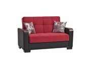 Burgundy microfiber / black PU sofa bed w/ storage additional photo 5 of 7