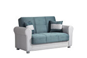 Blue microfiber fabric storage loveseat by Casamode additional picture 2