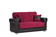 Microfiber burgundy fabric storage loveseat by Casamode additional picture 2
