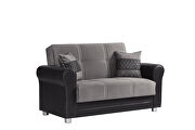 Gray polyester storage/sofa bed living room loveseat additional photo 2 of 2