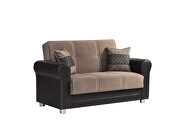 Brown top / leather bottom storage loveseat by Casamode additional picture 2