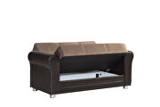 Brown top / leather bottom storage loveseat by Casamode additional picture 3