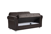 Brown leatherette loveseat w/ storage additional photo 3 of 2