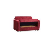 Chenille red fabric convertible sofa w/ storage additional photo 3 of 6