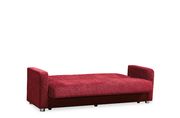 Chenille red fabric convertible sofa w/ storage additional photo 4 of 6