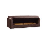 Chenille brown fabric convertible sofa w/ storage additional photo 5 of 6