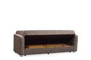 Chenille beige fabric convertible sofa w/ storage additional photo 5 of 6