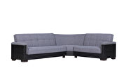 Fully reversible gray fabric / black leather sectional by Casamode additional picture 2