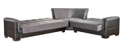 Fully reversible gray microfiber / black pu leather sectional sofa by Casamode additional picture 2
