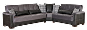 Fully reversible gray microfiber / black pu leather sectional sofa by Casamode additional picture 3