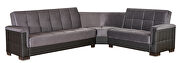 Fully reversible gray microfiber / black pu leather sectional sofa by Casamode additional picture 4