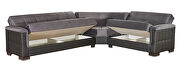 Fully reversible gray microfiber / black pu leather sectional sofa by Casamode additional picture 5