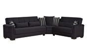Fully reversible black microfiber sectional sofa by Casamode additional picture 5