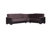 Fully reversible chocolate fabric / brown leather sectional additional photo 2 of 3
