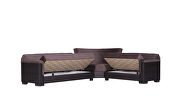 Fully reversible chocolate fabric / brown leather sectional additional photo 3 of 3